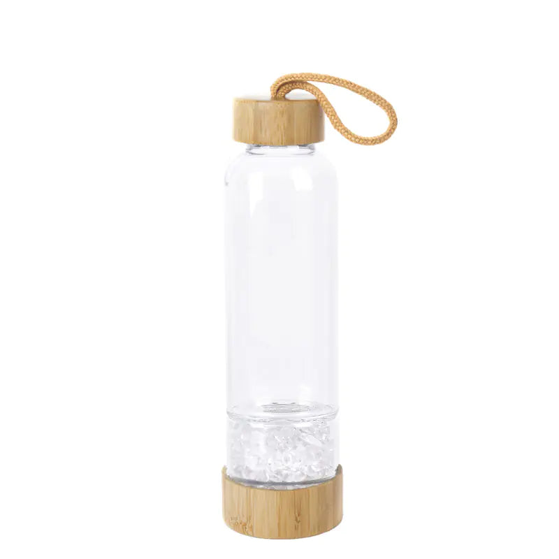 Natural Crystal Quartz Stone Energy Glass Water Bottle
