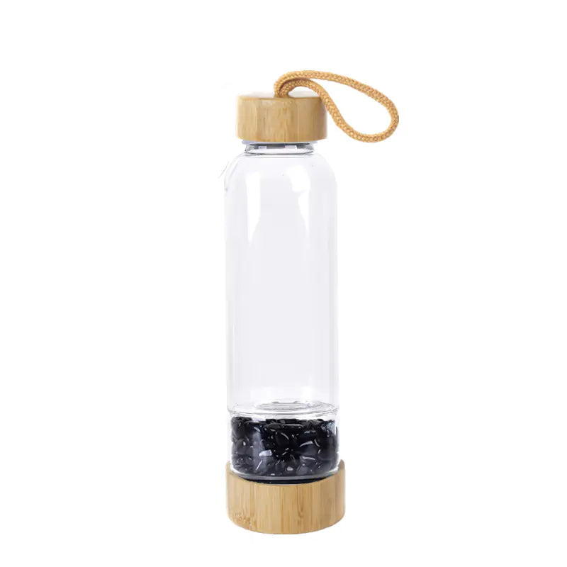 Natural Crystal Quartz Stone Energy Glass Water Bottle