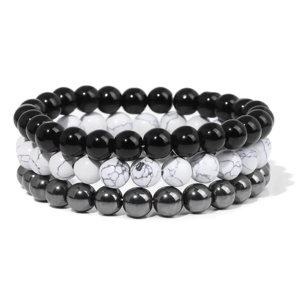 Men's Natural Gemstone Bead Bracelets 3pc