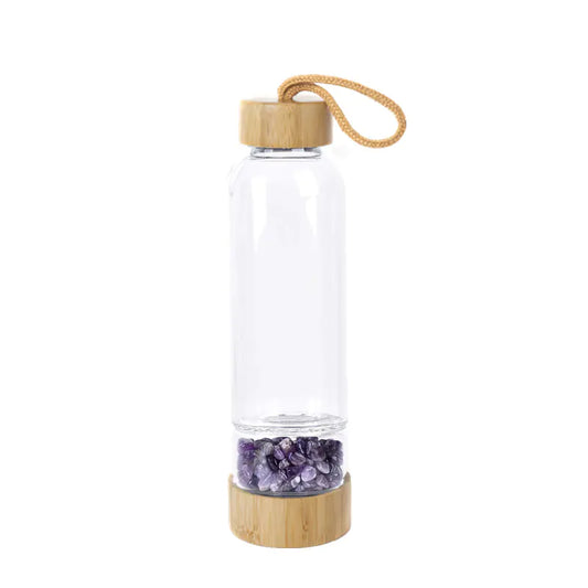 Natural Crystal Quartz Stone Energy Glass Water Bottle
