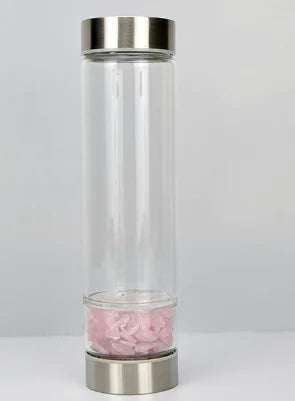 Natural Gemstone Glass Water Bottle