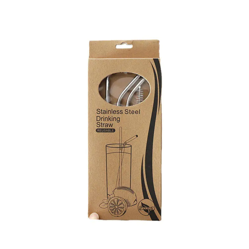 1 Set Reusable Stainless Steel Drinking Straws with Brush