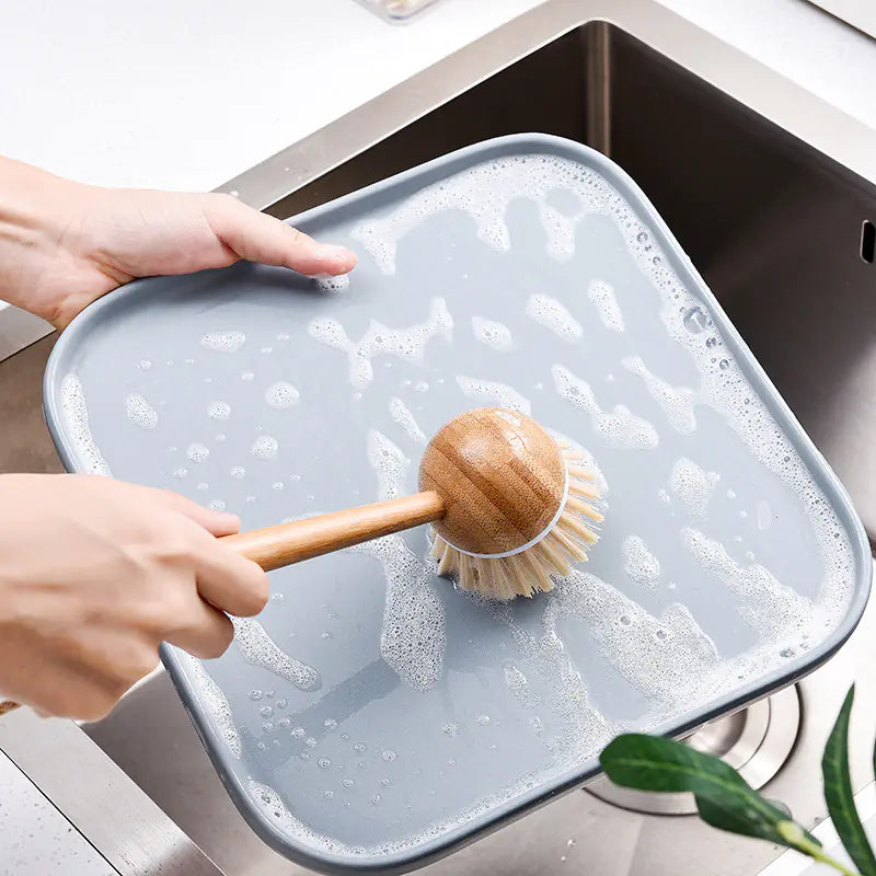 Natural Bamboo Handle Dish Brush for Kitchen Cleaning