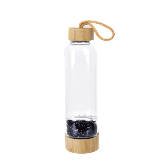 Natural Crystal Quartz Stone Energy Glass Water Bottle