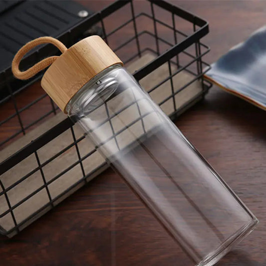Customizable Single Layer Glass Mug with Bamboo Lid